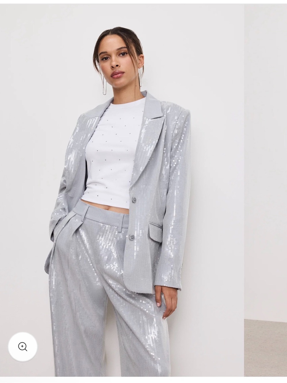 NWT Good American Silver Sequin Oversized Blazer - size large